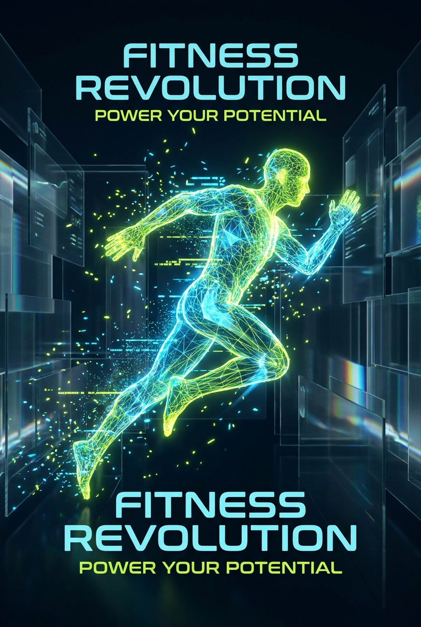 Silueta humana estilo cyberpunk corriendo con efecto wireframe neón, representando la visión por computadora de AI-Fit Counter.